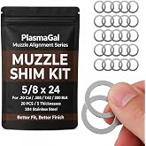 Muzzle Shim Kit 5/8x24 for 30 Cal .308 7.62, 20 Pcs Stainless Barrel Shims | Shim Washers 5/8x24 for Muzzle Brake, Stainless Steel, 20 Pcs 5 Sizes