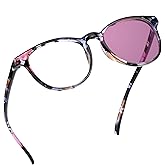 YEIN Blue Light Blocking Glasses, Spring Hinge Photochromic Pink Sunglasses, Anti Eyestrain, Computer Reading Glasses, Gaming Glasses, TV Glasses for Women, Anti Glare