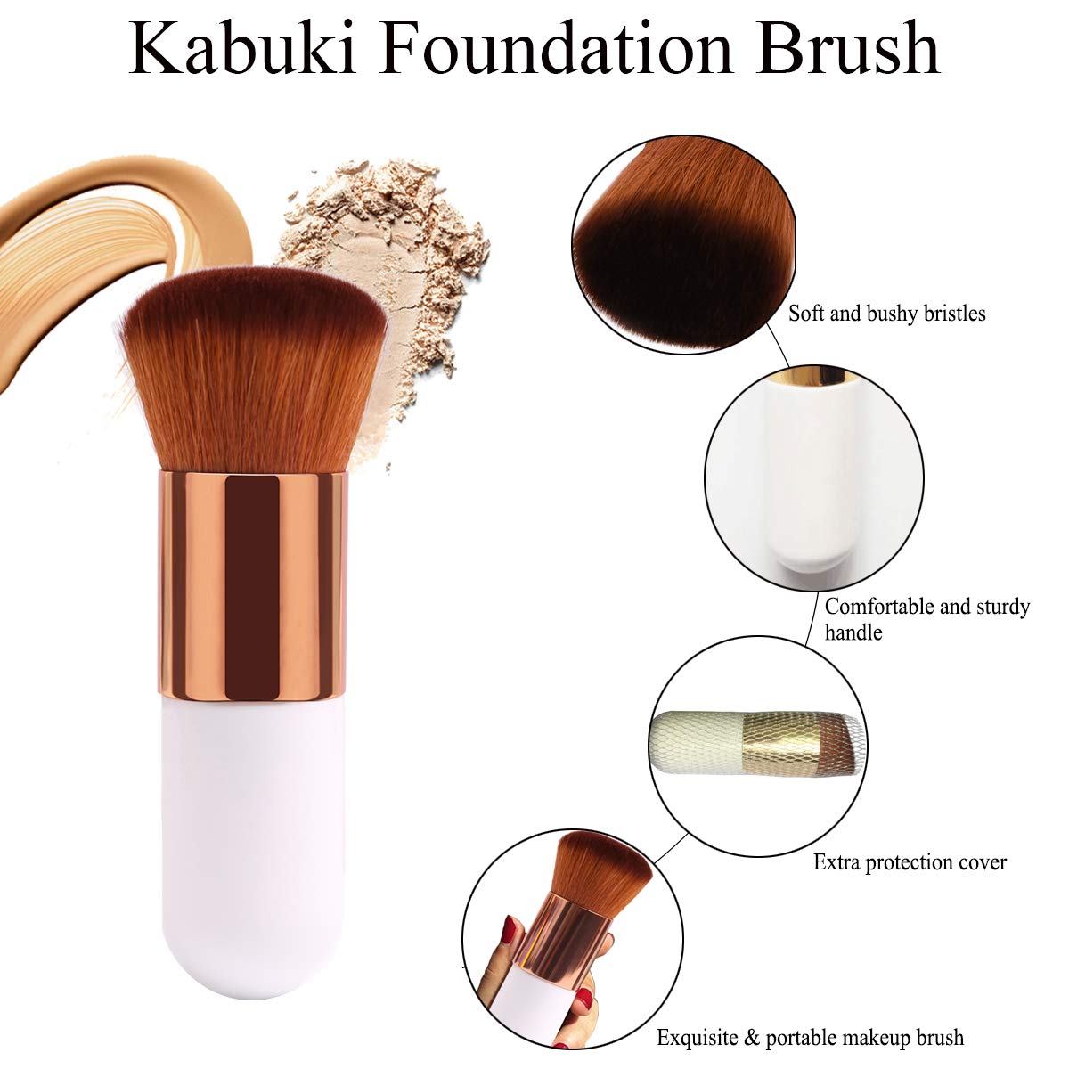 BAIMEI Makeup Sponges with Kabuki Foundation Brush, Latex-Free, Dry or Wet Dual Use, Professional Blender Beauty Sponge for Powder, Cream and Liquid Foundation Application (2 Sponges + 1 Brush) : Beauty