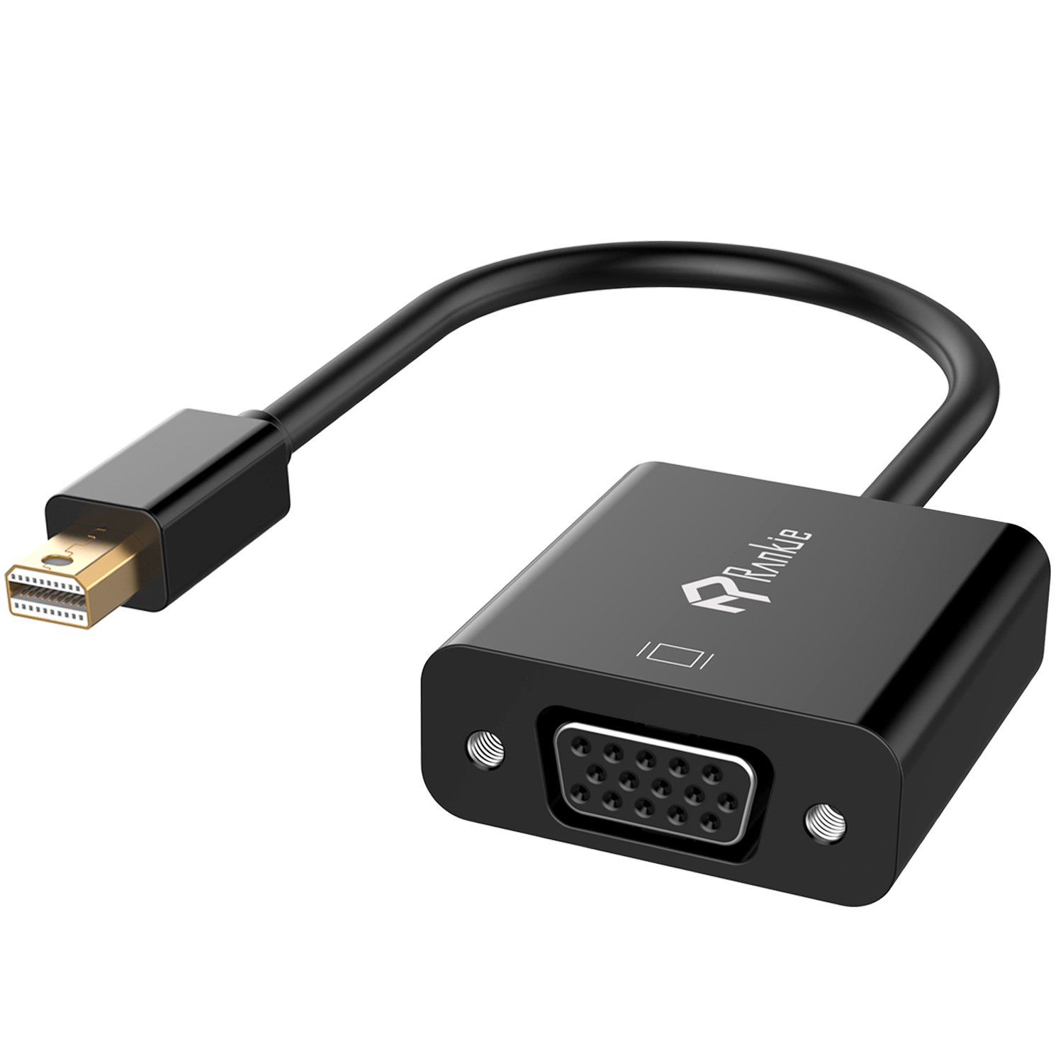 Rankie Mini DisplayPort (Mini DP) to VGA Adapter, Gold Plated 1080P Thunderbolt Port Compatible Converter, Black