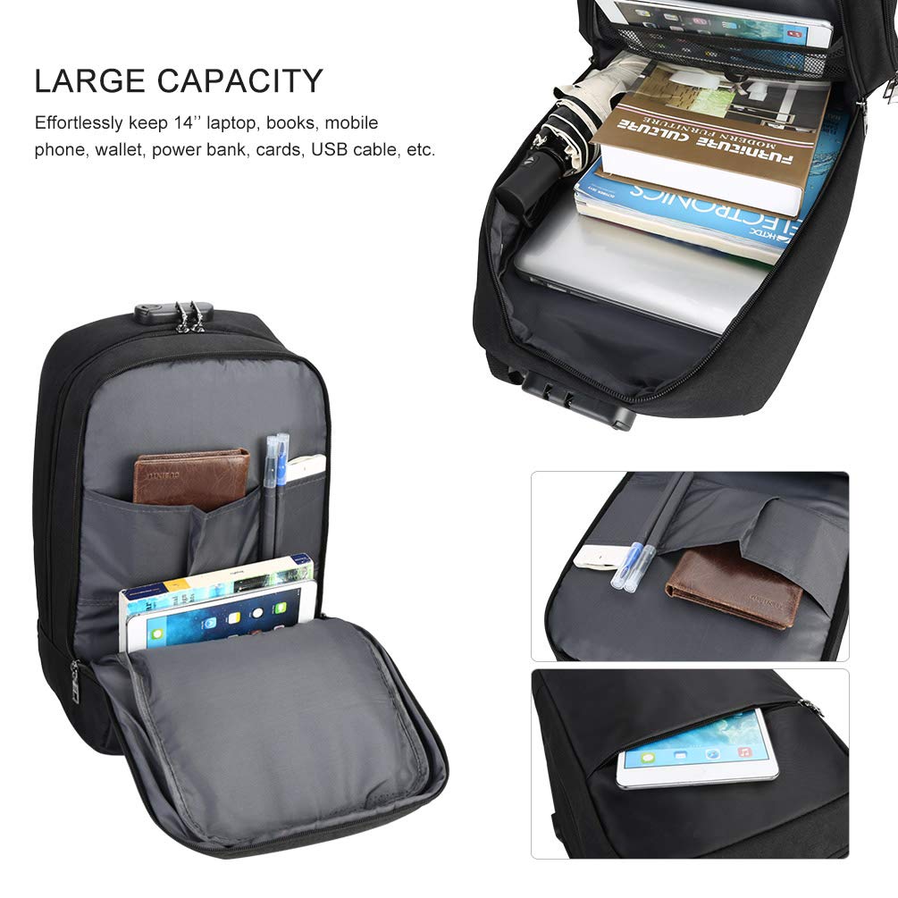 Vbiger Zaino Porta PC Zaino Per PC Antifurto da 14 pollici