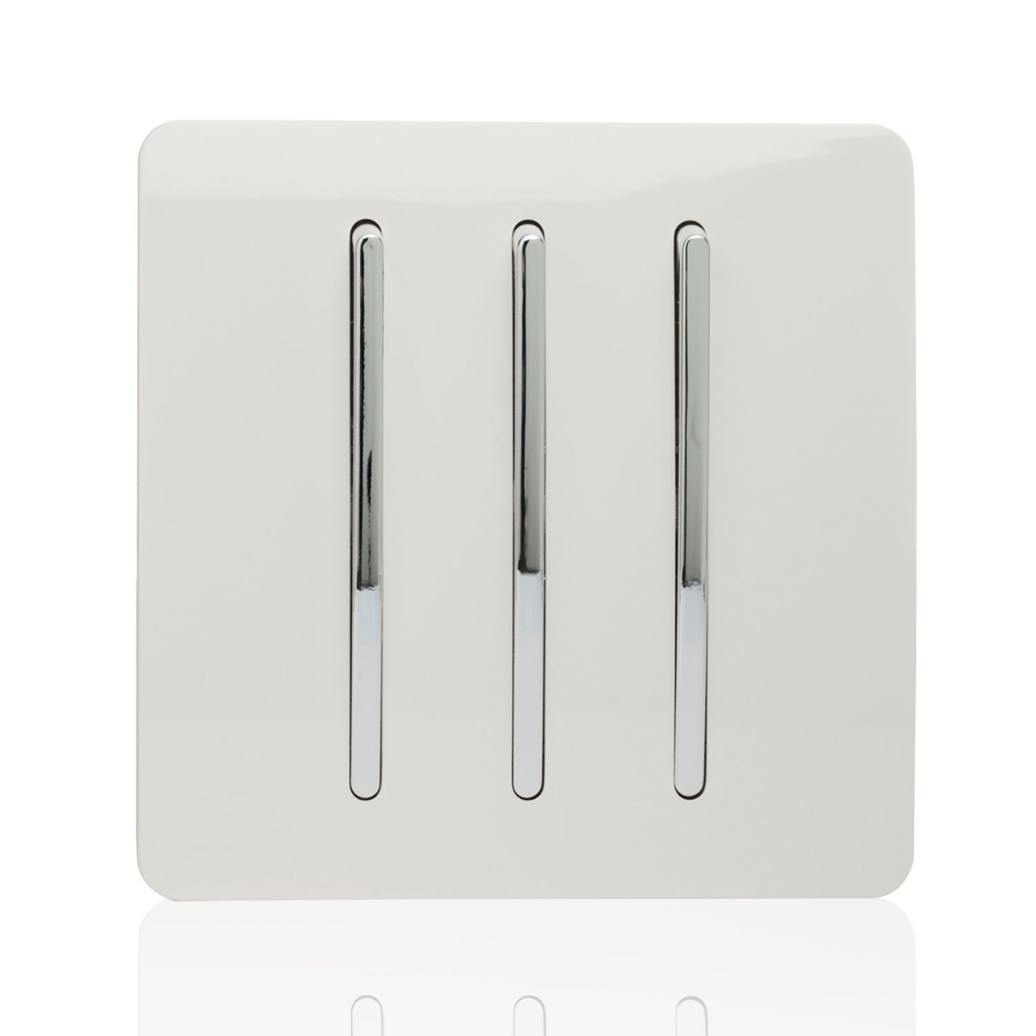 Trendi 3 Gang 1 Way Artistic Modern Glossy 10 Amp Rocker Tactile Light Switch White ART-SS5WH