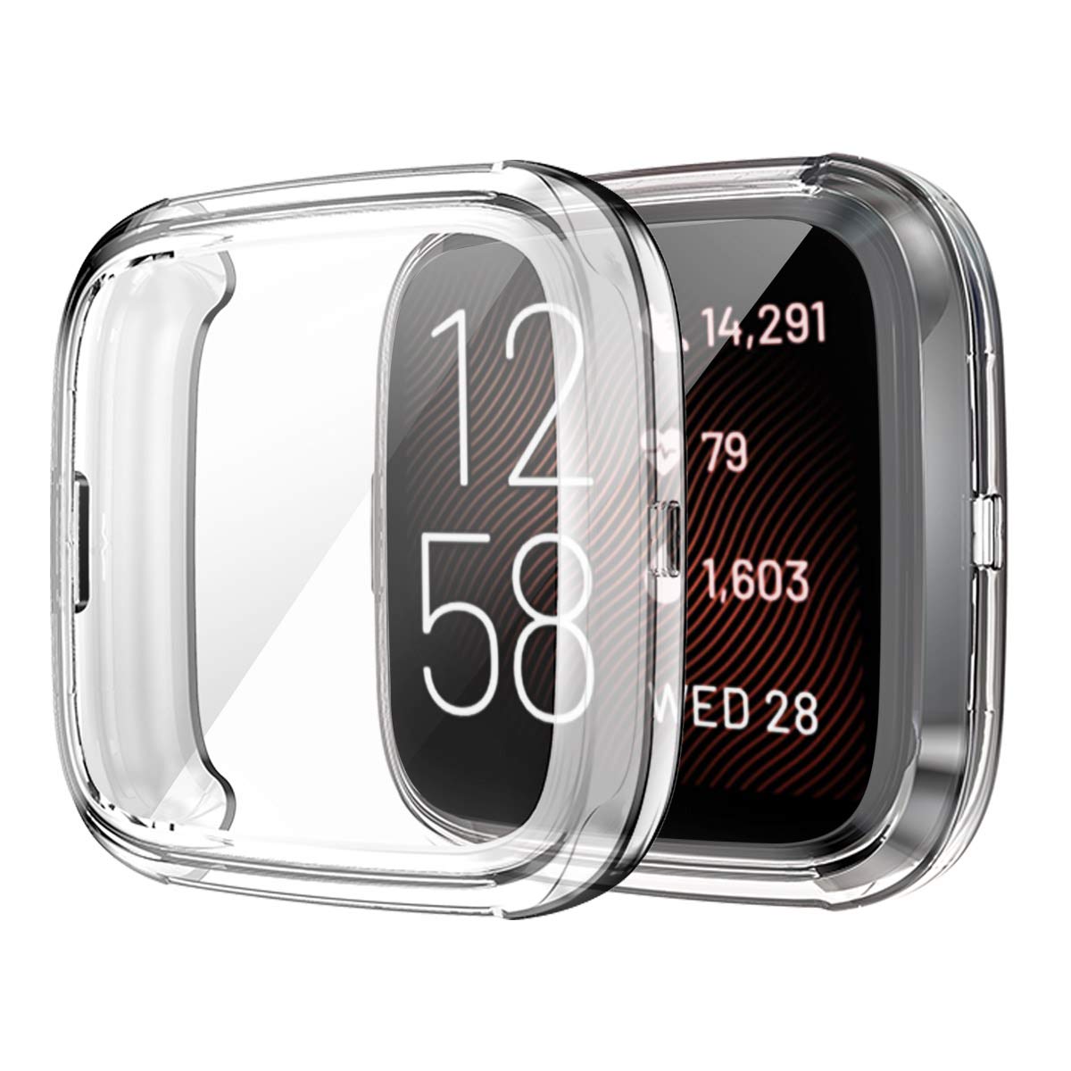 Shieranlee Compatible with Fitbit Versa 2,versa2 SE Screen Protector, 2 Packs Screen Protector Bumper Shell Case for Versa 2,versa2 SE Smartwatch