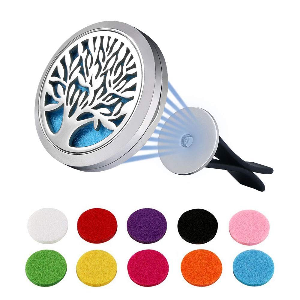 Vicloon Car Essential Oil Diffuser,Car Air Freshener Magnetic Combinative Natural Freshener 2 Feet Clip and 10 Refill Felt Pads for Office, Room or Other Indoor Places