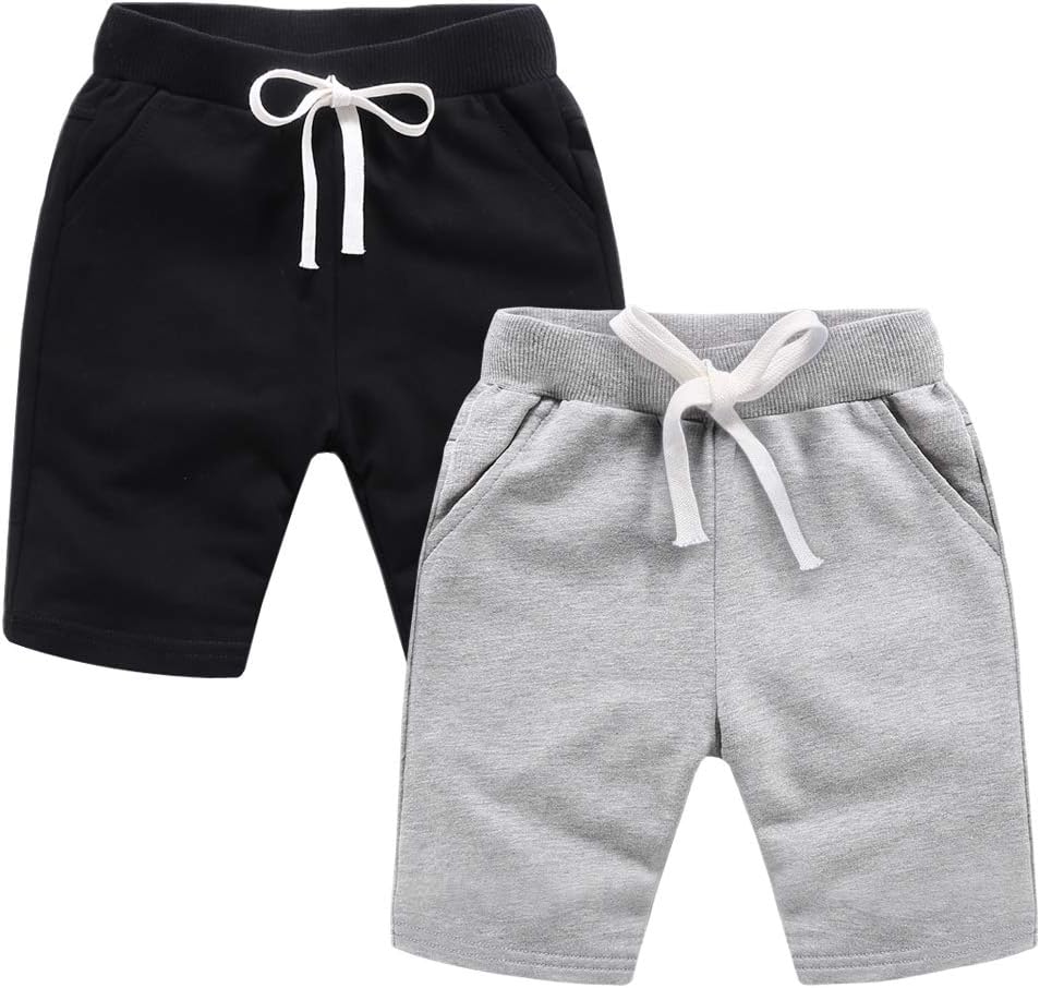 ALALIMINI Toddler Boys&Girls Bike Shorts 2-Pack Summer Basic Athletic Joggers Cotton Pants
