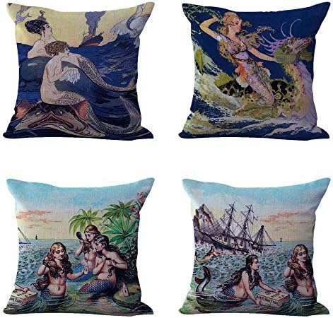 set of 4 cushion covers vintage mermaid patio furniture cushion covers