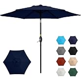 SUNVIVI OUTDOOR Outdoor Patio Umbrella, Patio Umbrella, Market Umbrella, Large Outdoor Umbrella, Metal Pole Umbrella with Push Button Tilt and Crank, Polyester Canopy (Navy, 7.5 FT)