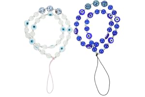BIUDECO Beaded Phone Lanyard Evil Eye Charm Wrist Strap Stylish Phone Bracelet Accessories for Keys and Cases