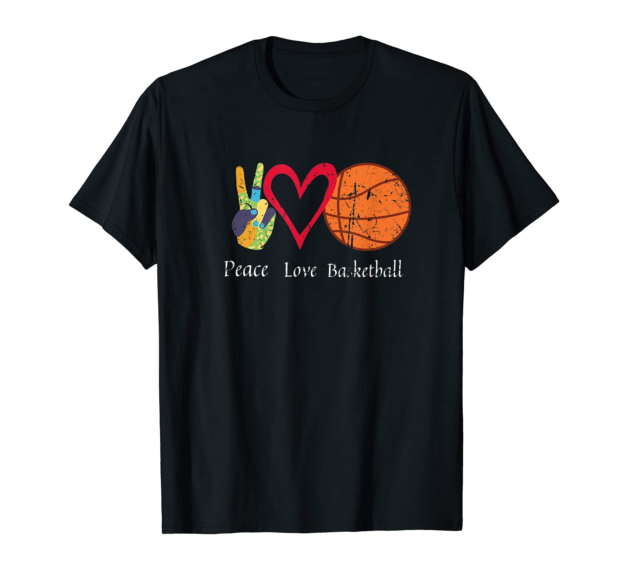 Sports Lover Peace Love Basketball Ball Design Basketball T-Shirt