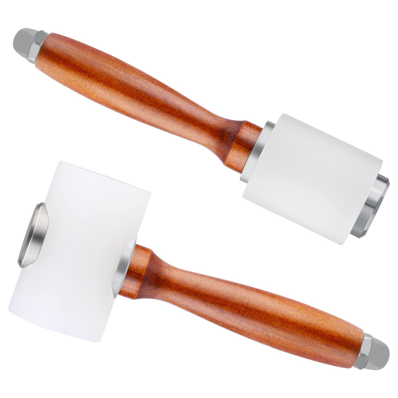Leather Carving Hammer 2 Pieces, Leathercraft Mallet, Nylon Wood Handle Hammer, Mallet for DIY Stamping Sew Leather Tool