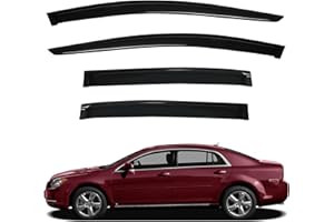 LQQDP Window Visors Sun/Rain Guard Compatible with 2008 2009 2010 2011 2012 Chevy Malibu 08-12 Malibu Front+Rear Smoke Tint Outside Mount Tape-On Vent Window Wind Deflectors