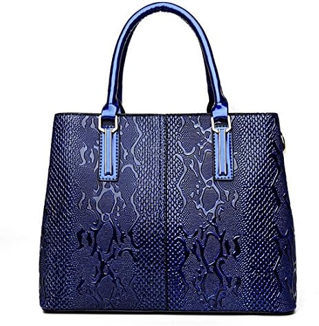 Panzexin Ladies Handbags Top Handle Bag Snakeskin Pattern Leather Satchel Crossbody Bags for Women Blue