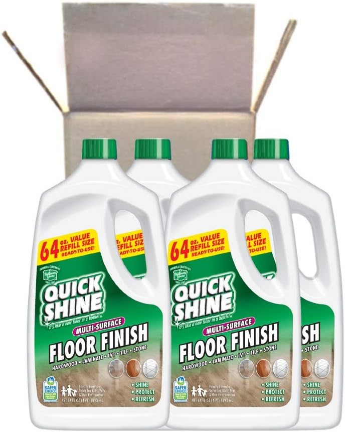 Quick Shine Multi-Surface Floor Finish and Polish, 64 Ounce, 4 Pack
