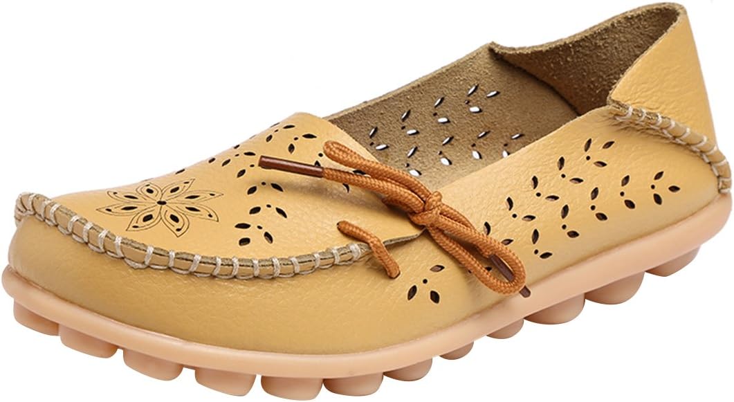 UJoowalk Women's Casual Hollow Out Loafer Flat Shoes