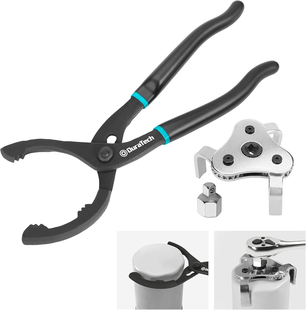 DURATECH 12 Inch Adjustable Oil Filter Pliers 2-Piece Set 63-103 mm