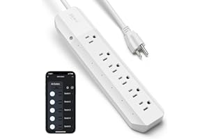 Geeni Smart Surge Protector 6-Outlet Power Strip – Wi-Fi Enabled with Voice Control (Alexa, Google Assistant), Surge Protection, 3ft Extension Cord, Remote Access