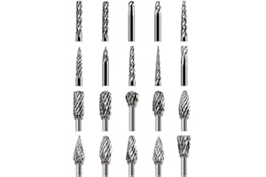 20 Pcs Carbide Burr Set, 1/8" Shank for Metal Wood Plastic Carving Engraving Polishing, Fit For Dremel and Die Grinders(doubl