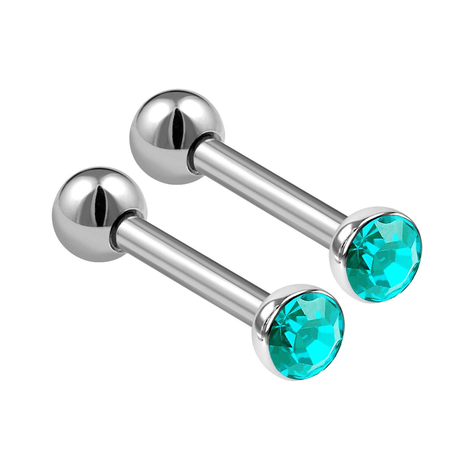 2PCS Surgical Steel Tragus Piercing 16g 1/4 6mm 3mm Crystal Ball Eyebrow Earring Cartilage Jewelry See More Colors