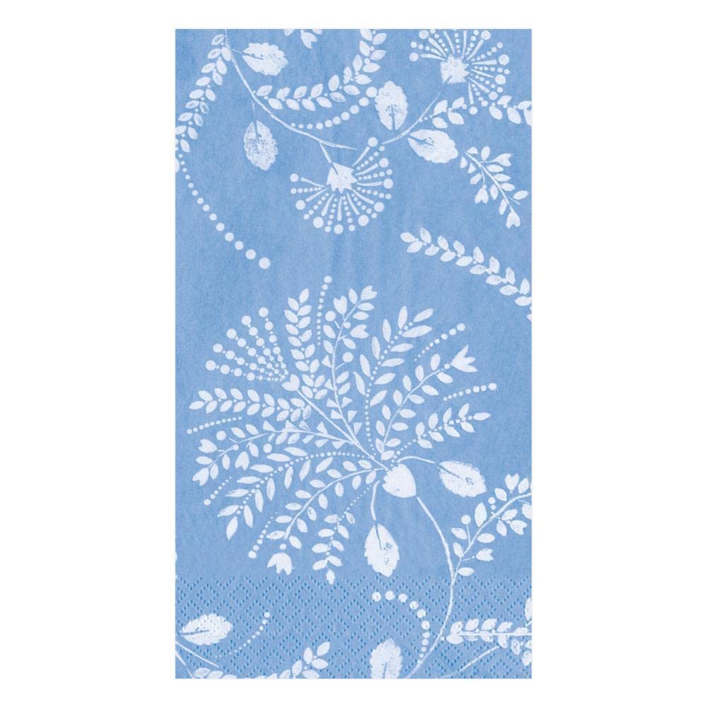 Caspari Trailing Floral Paper Guest Towel Napkins in Blue, 15 Per Package