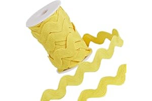 GORGECRAFT 1 Roll 5/8 inch(15mm) RIC Rac Trim Ribbon 10 Yards Rick Rack Wave Sewing Bending Fringe Trim Braided Woven Fabric for Sewing Flower Making Wedding Dress Party Lace Ribbon Craft, Yellow