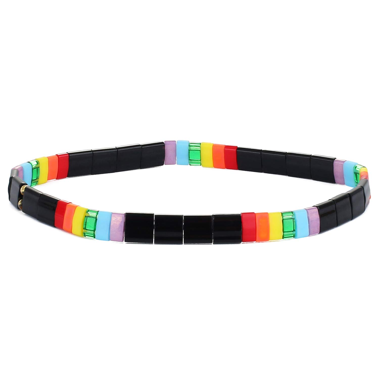 KELITCH Tila Beaded Stretch Bracelets Signle Strand Wrap Bracelets Mixed Friendship Bracelets - 05C
