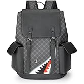 Marzaha Black Leather Laptop Backpack Lightweight School Backpack Bookbag, Multi functional Business Travel Backpack (Black 2,ONE SIZE)