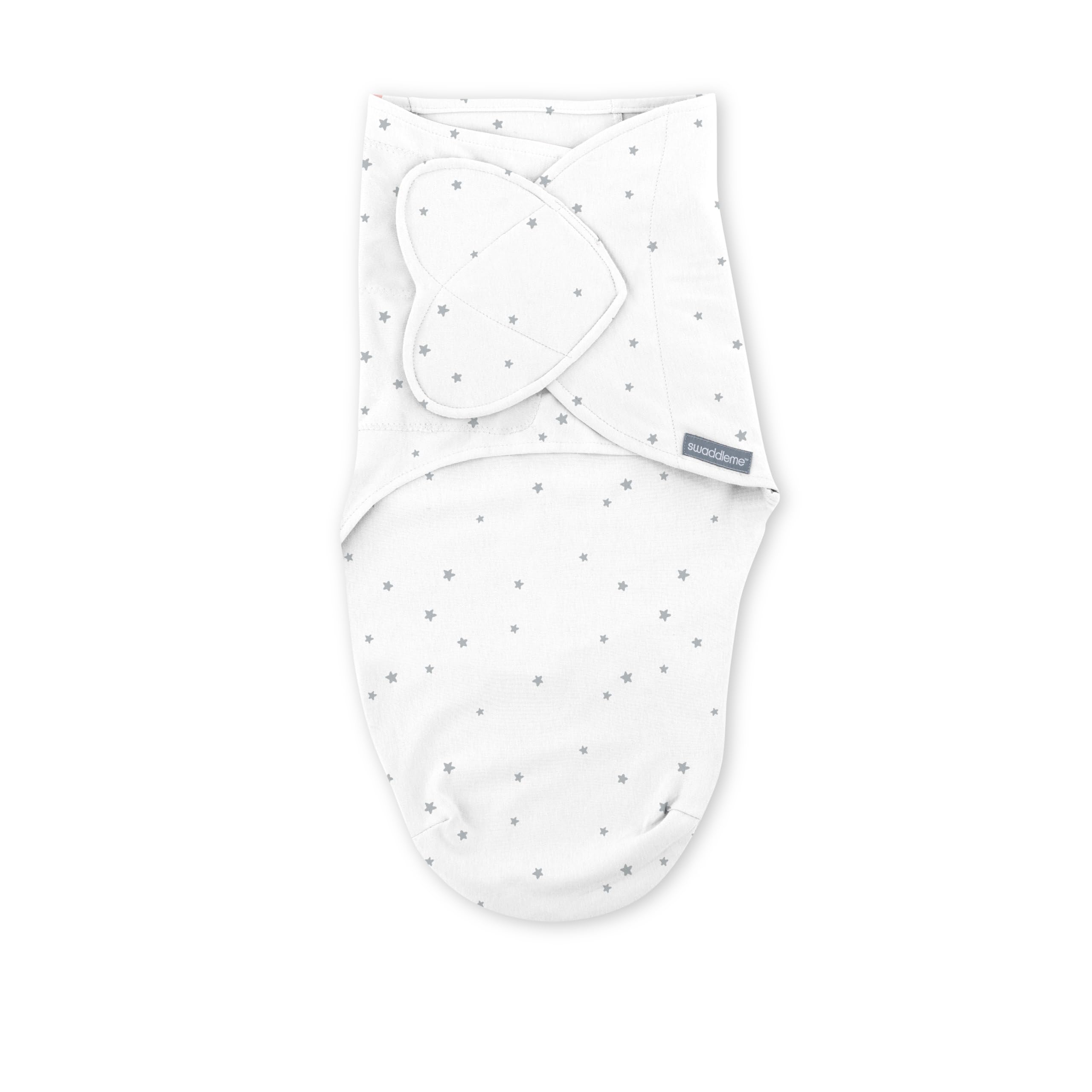 Ingenuity SwaddleMe Monogram Collection Baby Swaddle, 100% Cotton, Improves Sleep & Calms Startle Reflex, 0-3 Months, Pocket Fold Design for Easy Changes, 1.0 TOG, 1-Pack - Star Dot