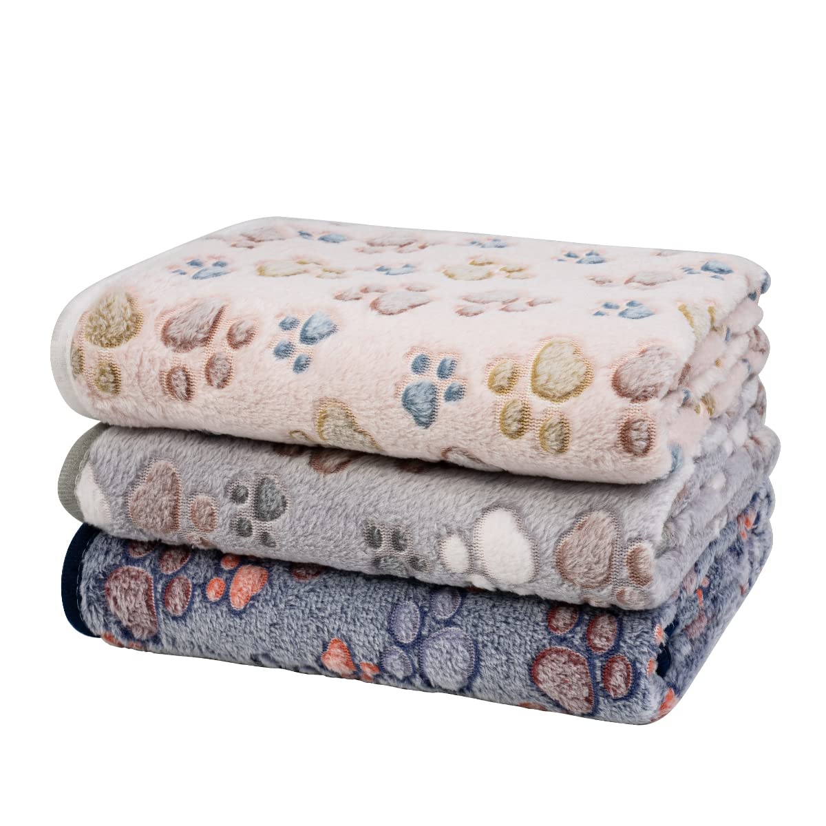 Photo 1 of Dono 1 Pack 3 Dog Blankets, Soft Fluffy Fleece Pet Blanket Warm Sleep Mat Paw Print Design Puppy Kitten Throw Blankets Doggy Blanket for Dogs