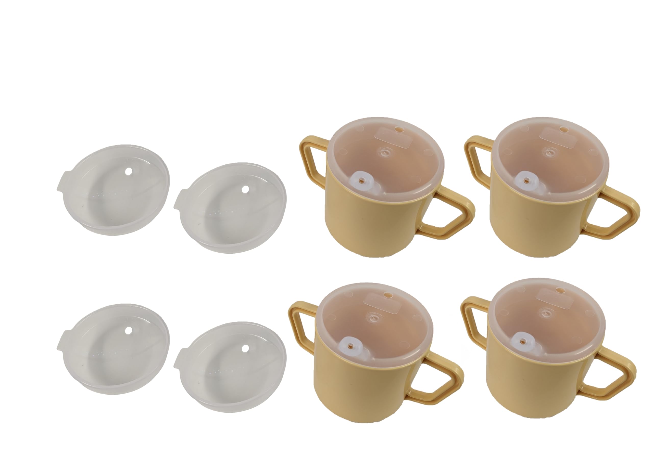 Lizzyoftheflowers 4 Pack - Sippy Cup for Adults - 250ml Non Spill Cup for Elderly. Strong, Easy Grip, 2 Handled Mug for Elderly. Two Types of No Spill Lids. Dishwasher Safe, Non BPA Plastic.