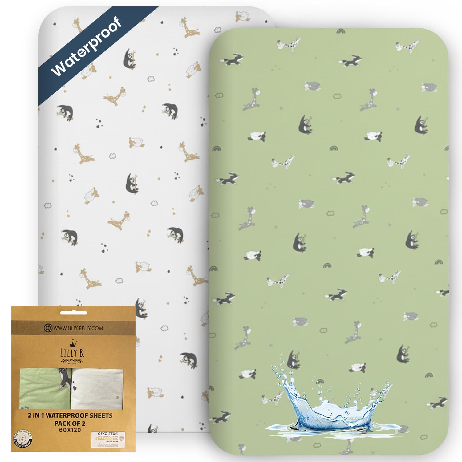 Lilly Belly - Next to Me Crib Sheets - 100% Organic Cotton Cot Bed Sheets, Compatible with Next to Me Crib, Snuzpod and All Bedside Cribs - Cot Sheets 120x60 Fitted Pack of 2. — image 1