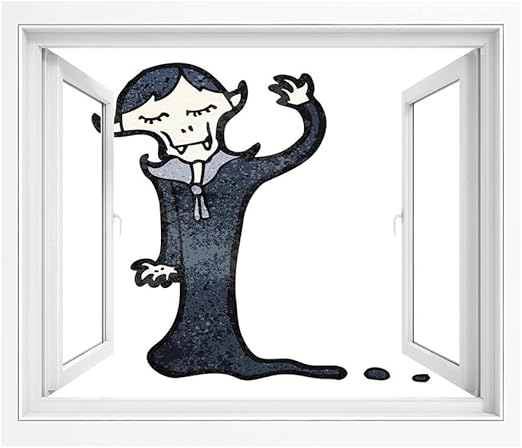 Amazon 吸血鬼 絵画風 壁紙ポスター はがせるシール式 150x1 Cm レトロ漫画古いキャラクター愚かな不気味な面白い落書きグランジ手描きの装飾 壁紙ポスター ステッカー ブルーグレーブラックホワイト ウォールステッカー オンライン通販