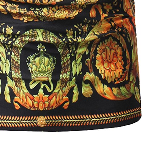 WuyiM® Boho Floral Print T Shirts Men's Casual Personality Ethnic Style Slim Short Sleeve Linen Summer Shirts Vest Top Clothes Blouse (Yellow, M) - Thumbnail 5