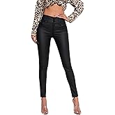 Lover Premium Women's Faux Leather Stretchy Skinny Jeggings Coated Faux Leather Legging Pants Mid Waisted
