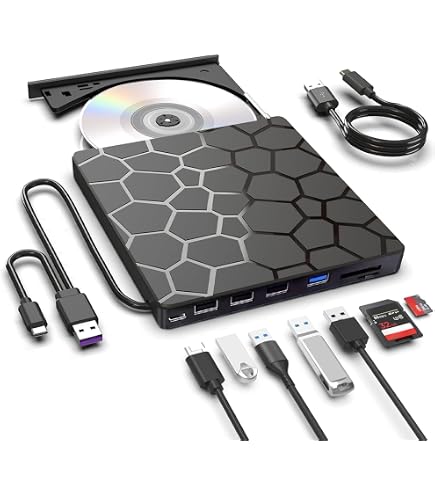 Amazon.com: JKNJX External CD DVD Drive,8 in 1 USB 3.0 and Type-C