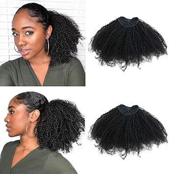Amazon Com Eiake Hair 4b4c Afro Kinky Curly Ponytails Clip In
