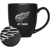Rico Industries NHL Hockey #1 Dad 15oz Matte Black Ceramic Bistro Mug