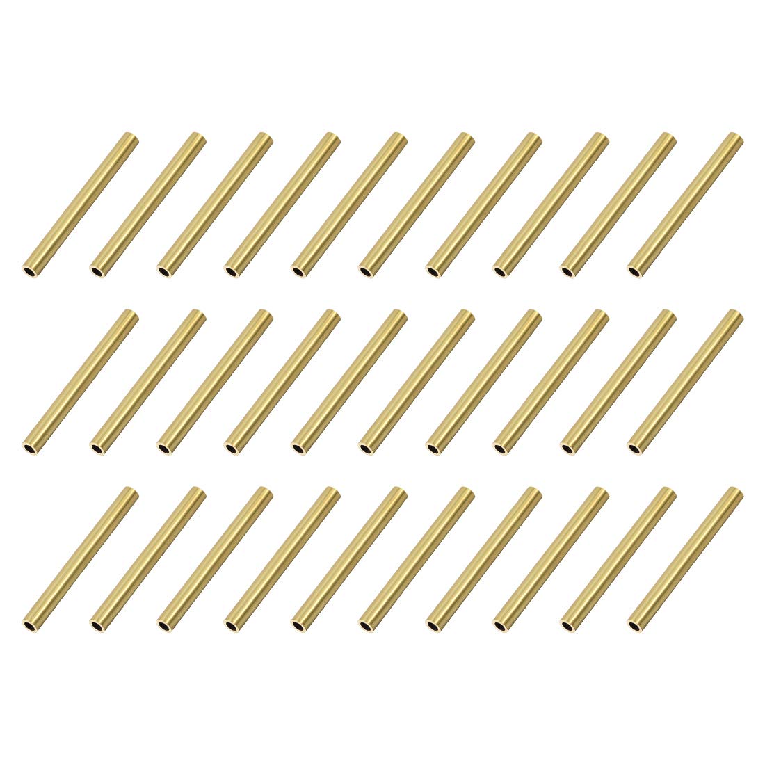 sourcing map Brass Round Tube, 3mm OD 0.5mm Wall Thickness 30mm Length Seamless Pipe Tubing for DIY Crafts 30 Pcs