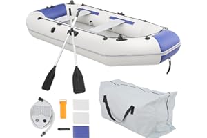 SFIHOME Inflatable Sports Kayak(Oars Included), 1-4 Person Air Fishing Raft Boat, Max Load 790Ibs, Quick Inflation and Deflation, Carry Bag Included
