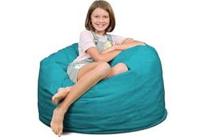 ULTIMATE SACK 3000 (3 Ft.) Bean Bag Chair: Giant Foam-Filled Furniture - Machine Washable Covers, Durable Inner Liner, 100% Virgin Foam. Comfy Bean Bag Chair. (Teal, Suede)