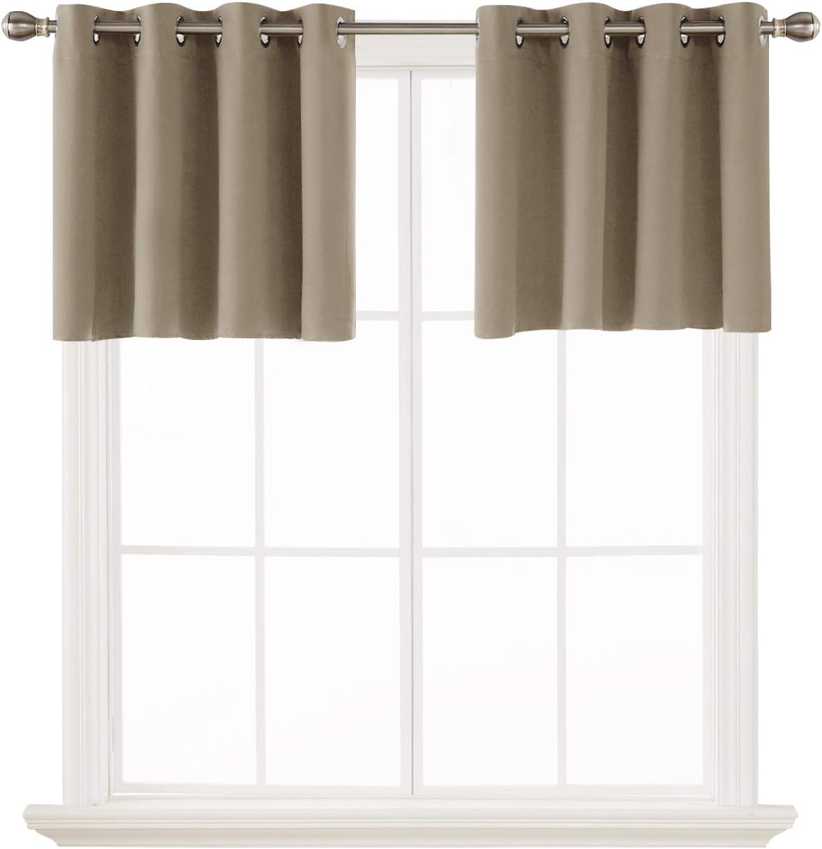 Amazon Com Deconovo Khaki Valances For Kitchen Grommet Blackout