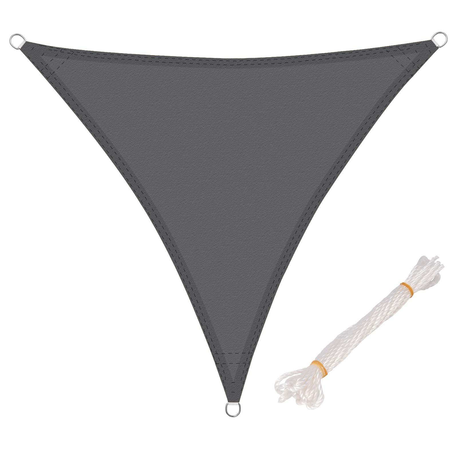 WOLTU Triangular Sun Shade Sail 4 x 4 x 4 m Waterproof Anti 93% UV Water Resistant Wind Protection Polyester with UV Protection for Garden Patio Camping Grey