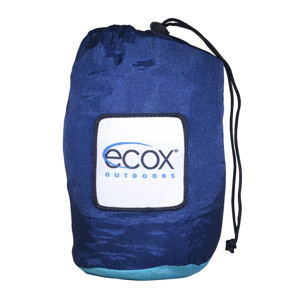 ecox Outdoors Parachute Hammock Single with 2 Tree Straps, Portable Lightweight Nylon Comfortable for Backpacking, Camping, Travel, Beach, Backyard, Patio, Hiking
