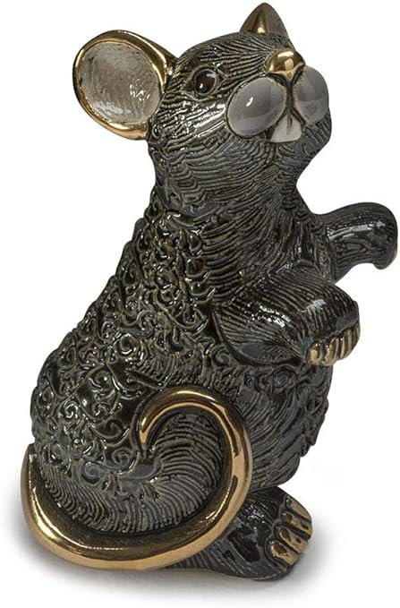 Amazon リンコナダ 黒いネズミ親 F223b 動物 陶器 置物 鼠 ねずみ ネズミ 干支 十二支 置物 オブジェ オンライン通販