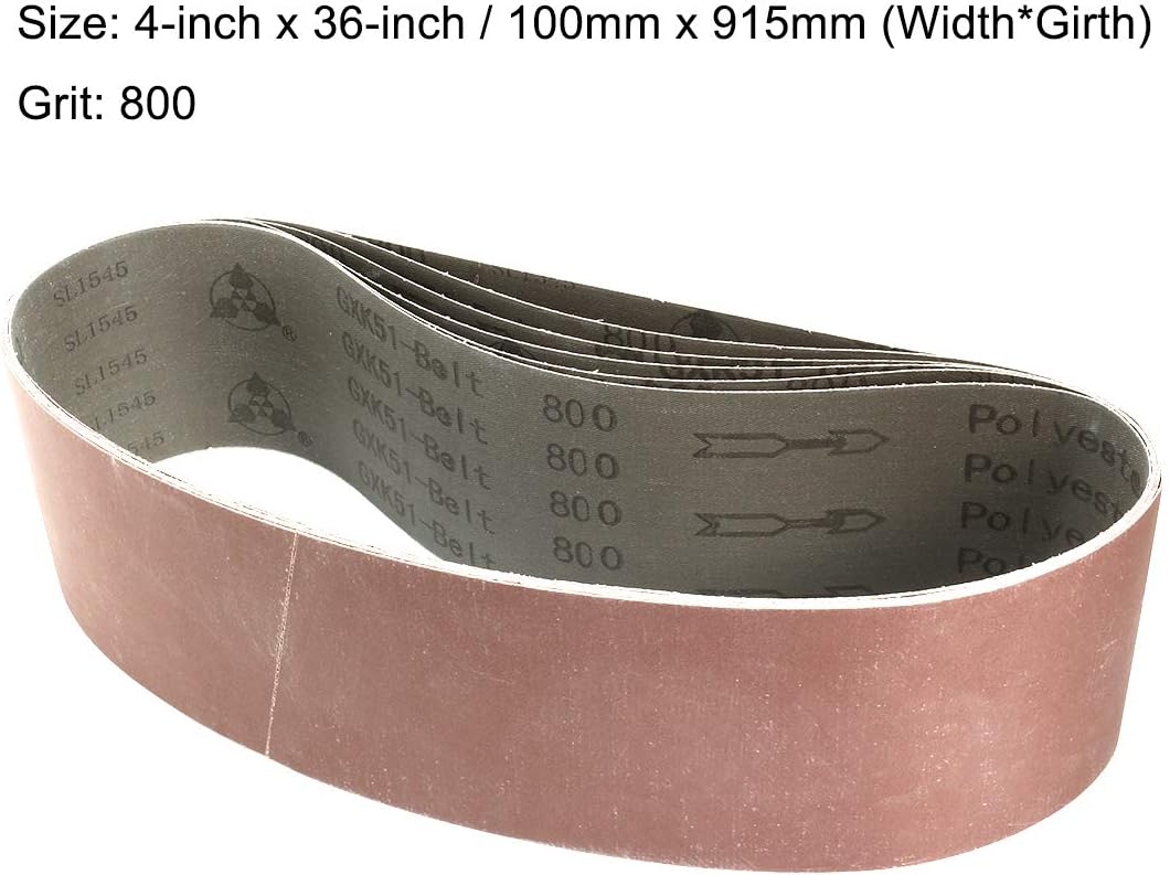 Sourcingmap 4-Inch x 36-Inch Aluminum Oxide Sanding Belt 800 Grits Sandpaper Flush Joint for Belt Sander 6pcs - Image 3