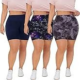 QGGQDD 3 Pack Plus Size Biker Shorts for Women – 8" High Waisted Black Shorts for Yoga Workout (2X 3X 4X)