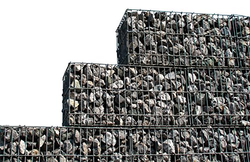 Jet-Line 4er Set Gabionen Sichtschutz Gitterkorb Deko Zaun verzinkt befüllbarer Korb 150x100x30 Gabionenzaun x 4 = 6m…