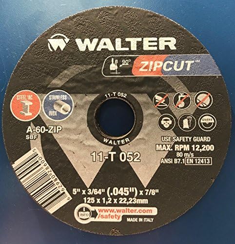 Walter 11T052 5x3/64x7/8 High Performance Zip Wheels pack of 10