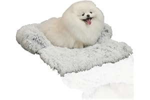 PATAZONE Small Dog Bed Warm Protect Sofa Calming Dog Beds Fluffy Plush Couch Beds for Pets Anti Anxiety Small Animals Mat with Removable Washable Cover for Cats (White)