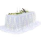 Shillance 14ft White Tulle Table Skirt for