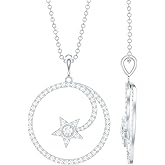 Rosec Jewels Certified Moissanite Eternity Necklace With Silver Chain, D-Vs1 Quality, Moissanite Star Necklace - Unique Gift For Her